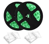 Sunboia Green LED Strip Lights,2x1m LED Lights Strip,TV Backlights with Battery Operated,Waterproof Rope Lights for Wedding Christmas Halloween Party Illuminate Indoor Outdoor Decoration