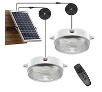 SunBonar Solar Ceiling Light Motion Sensor 2 Pack, 5 Modes 3200K/4000K/6000K Dimmable Daytime Solar Shed Lights with ON Off Switch & Remote Outdoor/Indoor Lights for Home Barn Shop Chicken Coop