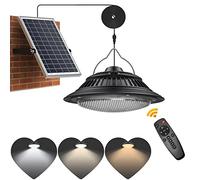 SunBonar Solar Pendant Lights - Indoor/Outdoor, Daytime & Night 3200K/4000K/6000K Solar Shed Light with ON/Off Switch & Remote, Dimmable Hanging Chandelier Lights for Barn Porch Patio Chicken Coop