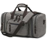Sunborls Duffle Bag for Travel, Expandable 24.8in Overnight Weekend Bag, Grey, Holds 50L, Canvas