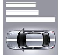 SUNBREATH 3PCS Car Hood Car Body Roof Modified Sport Style Stripe Sticker Graphic Vinyl Racing Stripe Decal Decoration Accessories Sticker for Cars White