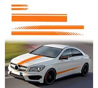 SUNBREATH 5PCS Car Hood Car Body Rearview Mirror Modified Sport Style Stripe Sticker Graphic Vinyl Racing Stripe Decal Decoration Accessories Sticker for Cars Orange