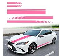 SUNBREATH 5PCS Car Hood Car Body Rearview Mirror Modified Sport Style Stripe Sticker Graphic Vinyl Racing Stripe Decal Decoration Accessories Sticker for Cars Pink