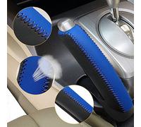 SUNBREATH Compatible with Black Blue Genuine Leather Hand-Stitched Handbrake Protector Cover Interior Accessories Protective Decoration for Honda Civic 2006 2007 2008 2009 2010 2011 Blue Stitches