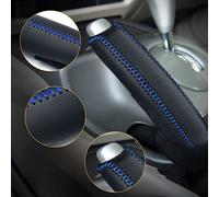 SUNBREATH Compatible with Black Genuine Leather Hand-Stitched Handbrake Protector Cover Interior Accessories Protective Decoration for Honda Civic 2006 2007 2008 2009 2010 2011 Blue Line