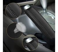 SUNBREATH Compatible with Genuine Leather Hand-Stitched Handbrake Cover Interior Accessories Protective Decoration for Honda Civic 2006 2007 2008 2009 2010 2011 Black Line