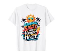 Sunburned, Salty and Seriously Happy Retro Beach Vibes T-Shirt