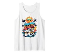 Sunburned, Salty and Seriously Happy Retro Beach Vibes Tank Top