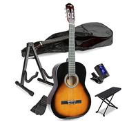 Sunburst Acoustic Guitar Starter Kit for Beginners - Complete Set with Stand, Footrest & 6 Months Lessons - Starter Acoustic Guitar for Adults & Kids, Ideal Beginner Acoustic Guitars
