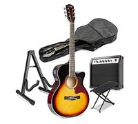 Sunburst Beginner Electric Acoustic Guitar Kit - Starter Acoustic Guitar Set with Footrest & Stand - 6 Months Online Lessons - Ideal for Beginner Acoustic Guitars