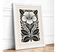 Sunburst Bloom Botanical Framed Wall Art Print A2 (59.4×42cm) White, Wall Decor for Living Room, Bedroom, Office & Home, Ready to Hang, Art Gift