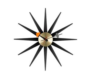 Sunburst Clock Wall Clock - black / brass Vitra