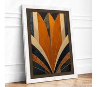 Sunburst Deco Art Deco Framed Wall Art Print A2 (59.4×42cm) White, Wall Decor for Living Room, Bedroom, Office & Home, Ready to Hang, Art Gift