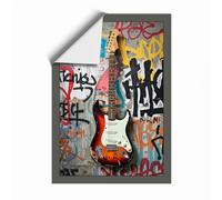 Sunburst Electric Guitar Urban Art Unframed Wall Art Print A1 (84.1×59.4cm), Wall Decor for Living Room, Bedroom, Office & Home, Art Gift