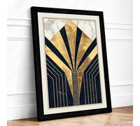 Sunburst Elegance Art Deco Framed Wall Art Print A1 (84.1×59.4cm) Black, Wall Decor for Living Room, Bedroom, Office & Home, Ready to Hang, Art Gift