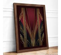 Sunburst Elegance Art Deco Framed Wall Art Print A1 (84.1×59.4cm) Walnut, Wall Decor for Living Room, Bedroom, Office & Home, Ready to Hang, Art Gift