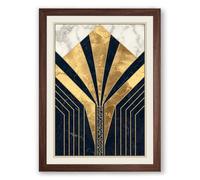 Sunburst Elegance Art Deco Framed Wall Art Print A2 (59.4×42cm) Walnut, Wall Decor for Living Room, Bedroom, Office & Home, Ready to Hang, Art Gift