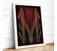 Sunburst Elegance Art Deco Framed Wall Art Print A2 (59.4×42cm) White, Wall Decor for Living Room, Bedroom, Office & Home, Ready to Hang, Art Gift