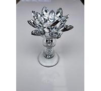 Sunburst Flower Crushed Diamond Crystal candle holder Tealight holder Clear Silver Crystal Glass Tall Pillar Taper Candle Holder Home Decor Wedding 17cm
