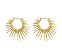 Sunburst Hoop Earrings Chunky Sunburst Dangle Drop Earrings Gold Geometric Sun Hoop Earrings Hypoallergenic Jewelry Gift for Women Girls, Zinc, No Gemstone