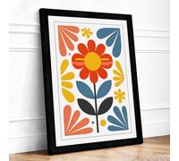 Sunburst Symmetry Botanical Framed Wall Art Print A1 (84.1×59.4cm) Black, Wall Decor for Living Room, Bedroom, Office & Home, Ready to Hang, Art Gift