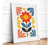 Sunburst Symmetry Botanical Framed Wall Art Print A4 (29.7×21cm) White, Wall Decor for Living Room, Bedroom, Office & Home, Ready to Hang, Art Gift