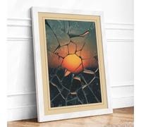 Sunburst Through Ice Geometric Framed Wall Art Print A2 (59.4×42cm) White, Wall Decor for Living Room, Bedroom, Office & Home, Ready to Hang, Art Gift