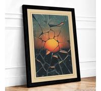 Sunburst Through Ice Geometric Framed Wall Art Print A4 (29.7×21cm) Black, Wall Decor for Living Room, Bedroom, Office & Home, Ready to Hang, Art Gift