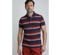 Weird Fish Sunbury Organic Cotton Striped Pique Polo Shirt Dark Blue Size M