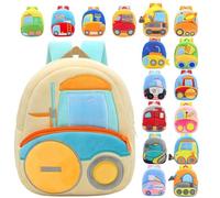 Suncadmious Cute Cartoon Car-Themed Plush Backpack for Children-Perfect for Elementary School, Preschool, and Preschool-Aged Children (Forklifts)