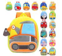 Suncadmious Cute Cartoon Car-Themed Plush Backpack for Children-Perfect for Elementary School, Preschool, and Preschool-Aged Children (Earth digger)