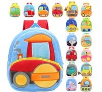 Suncadmious Cute Cartoon Car-Themed Plush Backpack for Children-Perfect for Elementary School, Preschool, and Preschool-Aged Children (Rolling vehicles)