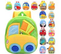 Suncadmious Cute Cartoon Car-Themed Plush Backpack for Children-Perfect for Elementary School, Preschool, and Preschool-Aged Children (Combat wagon)