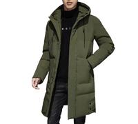 Suncadmious Hooded Puffer Jacket for Men Winter Coats Thicken Quilted Padded Jacket Mid Length Thermal Puffy Down Coat (Green,XL)