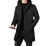 Suncadmious Men's Winter Thickened Down Jacket Waterproof Windproof Thickened Warm Hooded Long Parka Coat Jacket Medium-Length Windbreaker (Black,5XL)