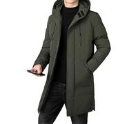 Suncadmious Men's Winter Thickened Down Jacket Waterproof Windproof Thickened Warm Hooded Long Parka Coat Jacket Medium-Length Windbreaker (Army Green,5XL)
