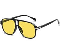 Suncadmious Men's Women's Funky Classic Retro Round Shield Oversized Square Double Beam Sunglasses Flat Top Design 70s Retro Sunglasses (Style 3)