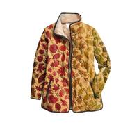 Suncadmious Winter Stand-Up Collar Thermal Ski Jacket Casual Patterned Print with Pockets, Button-Front Quilted Jacket Stylish Oversized Casual Coat (#1-red,L)