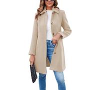 Suncadmious Women's Elegant Single Breasted Coat Long Sleeve Mid Winter Overcoat Work Office Pea Coats