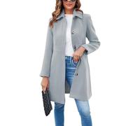 Suncadmious Women's Elegant Single Breasted Coat Long Sleeve Mid Winter Overcoat Work Office Pea Coats