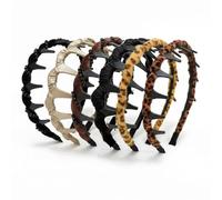 Suncalla 6 Pcs New Vintage High Cranium Artificial Pearl Hairband, Elegant Braided Diamond Headbands with Teeth, Anti-slip Decorative Hair Bands Hair Accessories for Women