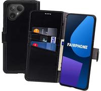 Suncase Book-Style Case Compatible with Fairphone 6 5G Leather Case (Slim Fit) Leather Mobile Phone Case Protective Case with 3 Card Slots in Black