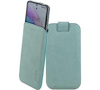 Suncase Case Compatible with Fairphone 6 Case with Additional Case Flap with Pull-Out Function Leather Protective Case in Antique Turquoise