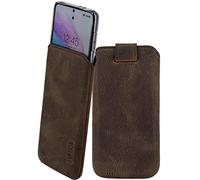 Suncase Genuine Leather Case Compatible with Umidigi A15C Case Inner Dimensions: Approx. 164 x 78 x 14 mm (Fits Only with Silicone/Case/Bumper) in Antique Dark Brown