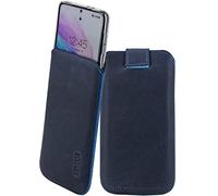 Suncase Genuine Leather Case Compatible with Umidigi A15C Case Inner Dimensions: Approx. 164 x 78 x 14 mm (Fits Only with Silicone/Case/Bumper) in Pebble Blue