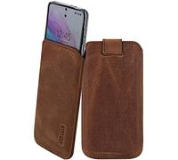 Suncase Genuine Leather Case Compatible with Umidigi A15C Case Inner Dimensions: Approx. 164 x 78 x 14 mm (Fits Only with Silicone/Case/Bumper) in Antique Coffee