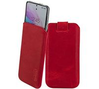 Suncase Genuine Leather Case Compatible with Umidigi A15C Case Inner Dimensions: Approx. 164 x 78 x 14 mm (Fits Only with Silicone/Case/Bumper) in Antique Red