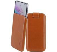Suncase Genuine Leather Case Compatible with Umidigi A15C Case Inner Dimensions: Approx. 164 x 78 x 14 mm (fits only with Silicone/Case/Bumper) in Cognac