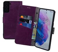 Suncase Original Book-Style Case Compatible with Samsung Galaxy S26 Ultra 5G Genuine Leather Mobile Phone Wallet Case with 3 Card Slots in Antique Purple