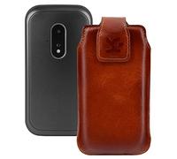 Suncase Original Leather Case Compatible with Doro Leva E30 in Burned Cognac
